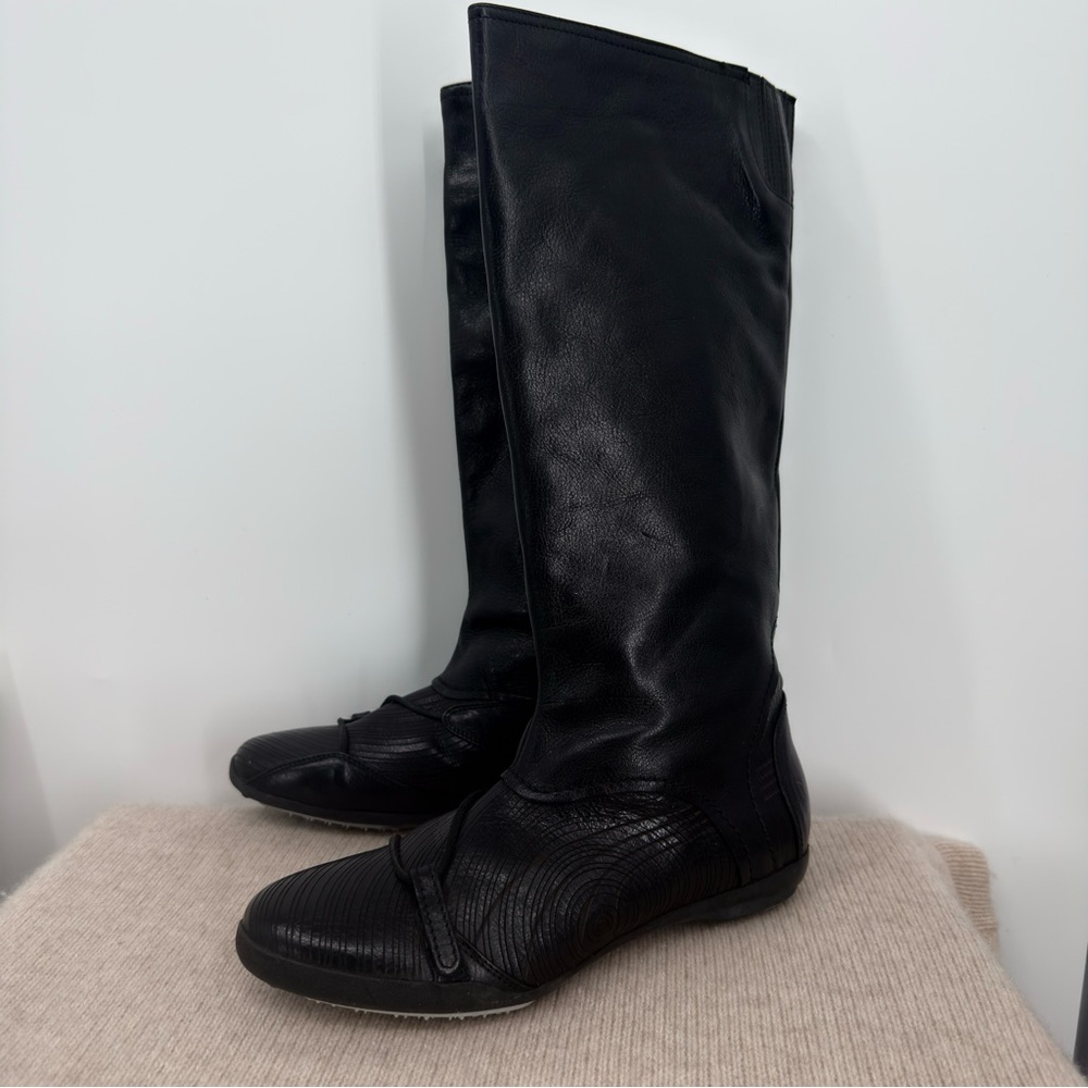 96 Hours Premium Puma Black Knee-High Leather Boots Size 37 - Picture 2 of 8